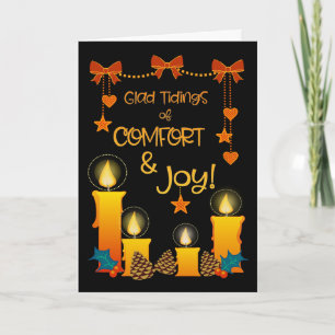 Christmas Glad Tidings with Candles, Bows, Hearts  Card