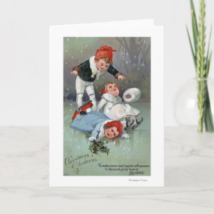 Christmas GladnessIce Skating Kids Collapse Holiday Card