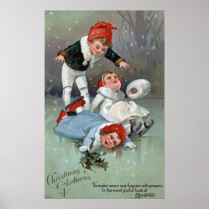 Christmas GladnessIce Skating Kids Collapse Poster