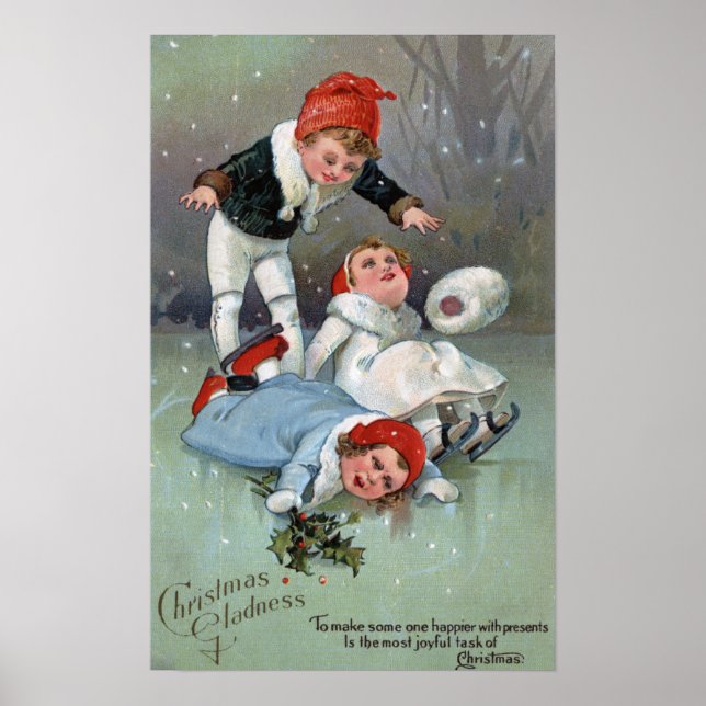 Christmas GladnessIce Skating Kids Collapse Poster (Front)