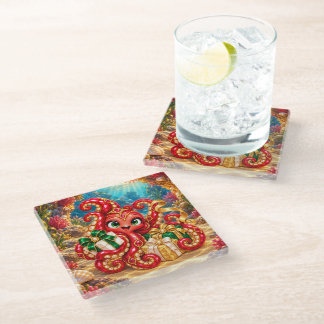 Christmas Glass Coaster – Eva the Jewelled Octopus