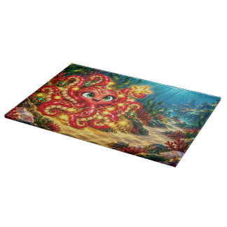 Christmas Glass Cutting Board – Eva the Octopus