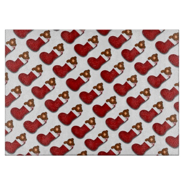 Christmas Glass Cutting Board/Stockings Board (Front)