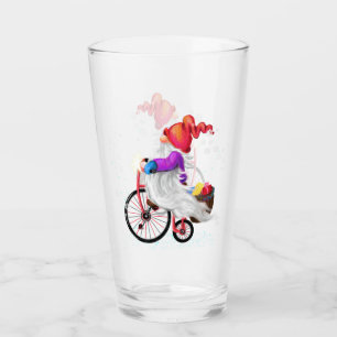 Christmas Glass Gift Gnome with Bike and Gifts