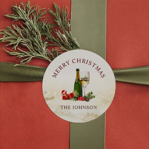 Christmas Glitter Cocktail Party Classic Round Sticker