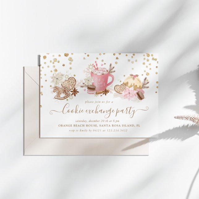 Christmas Glitter Cookie Exchange Party Invitation (Creator Uploaded)