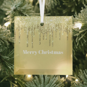Christmas Glitter Drip Merry Christmas Glass Ornam Tree Decoration