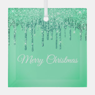 Christmas Glitter Drip Merry Christmas Glass Ornam Tree Decoration
