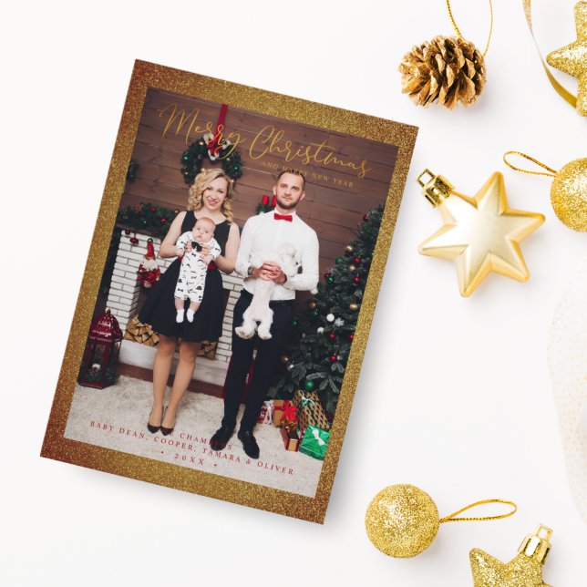 Christmas Glitter Fun Photo Family Whimsical Holiday Card (Creator Uploaded)
