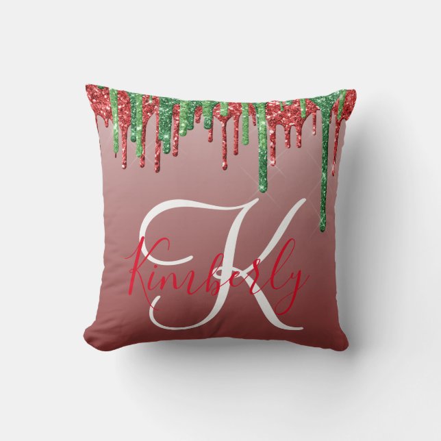 Christmas Glitter Monogram Cushion (Front)