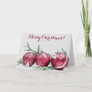 Christmas Glitter Ornaments Oil Painting Holiday Card