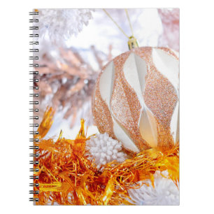 Christmas Glitter Pink & White Ball Notebook