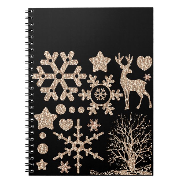 Christmas glitter shine sequin elements star heart notebook (Front)