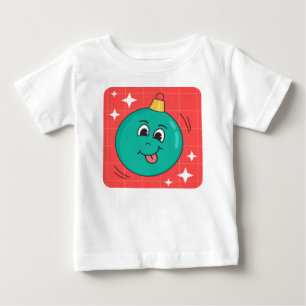 Christmas globe face smiley happy retro cartoon baby T-Shirt