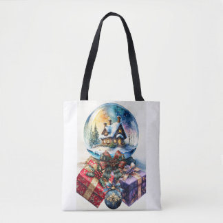 CHRISTMAS GLOBE GIFTS AND ORNAMENT TOTE BAG