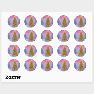 Christmas glory morning dawn classic round sticker