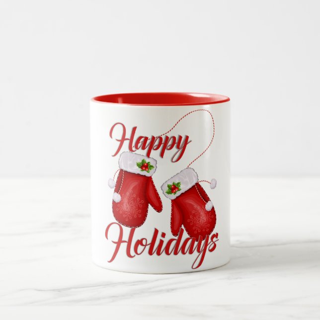 Christmas Gloves Happy Holidays Mug (Center)