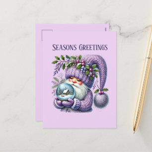 Christmas gnome add message Seasons Greetings Holiday Postcard