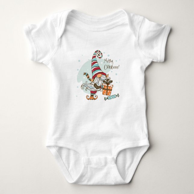 Christmas Gnome Baby Bodysuit (Front)