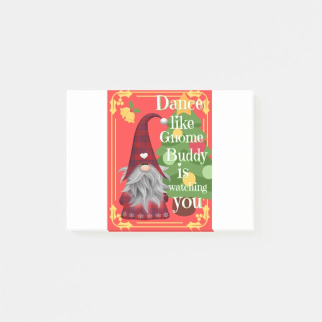 Christmas Gnome Buddy Dancing Funny Novelty Design Post-it Notes (Front)