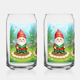 Christmas Gnome  Can Glass