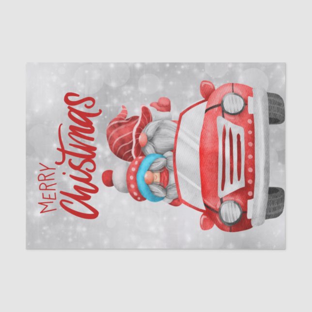 Christmas Gnome Car Tissue Paper (Front)