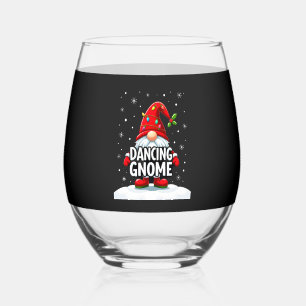 Christmas Gnome Dancing Gnome Family Christmas (5) Stemless Wine Glass