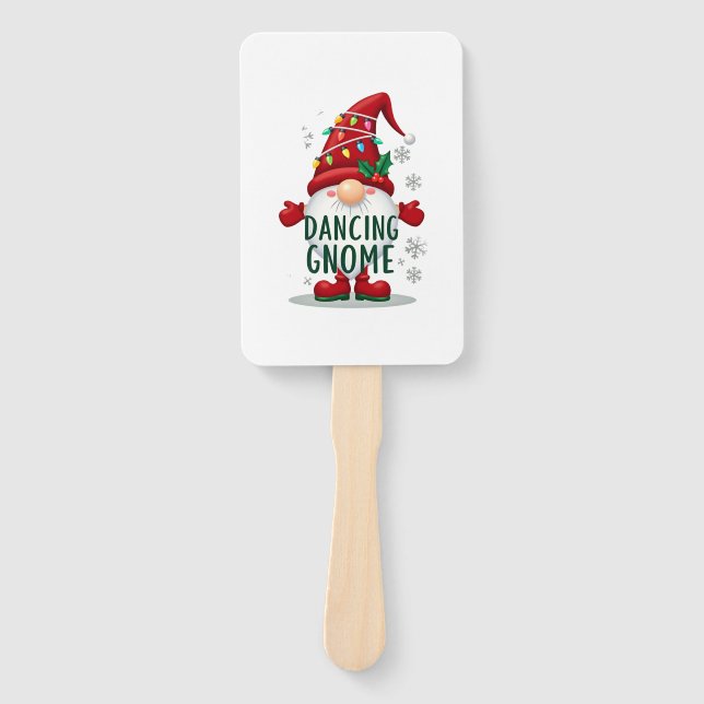 Christmas Gnome Dancing Gnome Family Christmas (6) Hand Fan (Front)