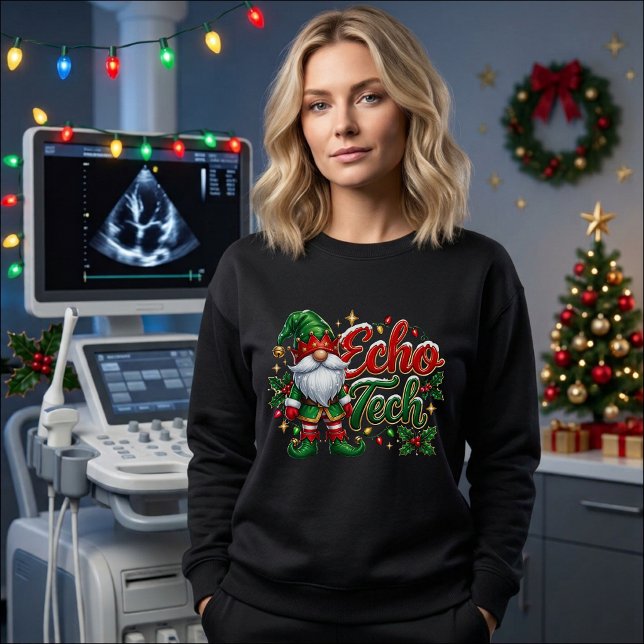 Christmas Gnome Echo Tech Sweatshirt (Echo Tech Christmas Gnome graphic sweatshirt)