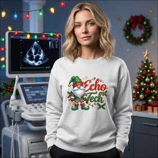Christmas Gnome Echo Tech White Sweatshirt