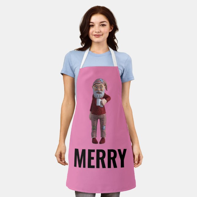 CHRISTMAS GNOME ELF MERRY APRON (Worn)