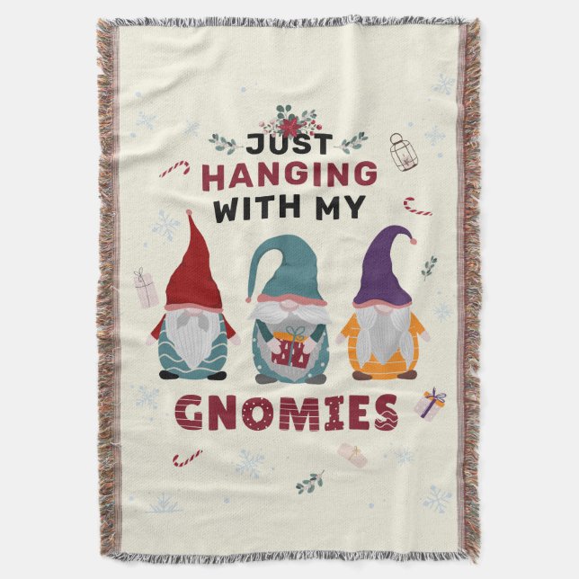 Christmas Gnome Family Just Hanging With Gnomies Throw Blanket (Front Vertical)