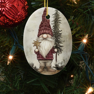 Christmas Gnome for the Holidays Ceramic Tree Decoration