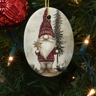Christmas Gnome for the Holidays Ceramic Tree Decoration