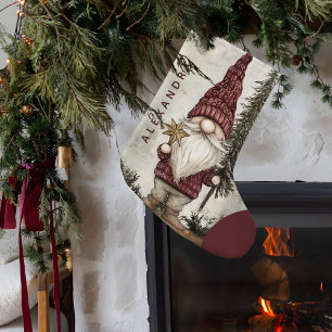 Christmas Gnome for the Holidays Custom Name  Small Christmas Stocking
