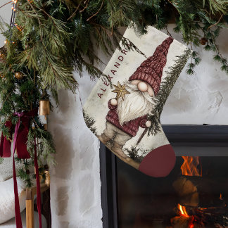 Christmas Gnome for the Holidays Custom Name Small Christmas Stocking