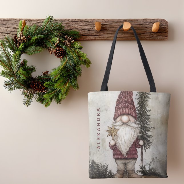 Christmas Gnome for the Holidays Custom Name  Tote Bag (Creator Uploaded)