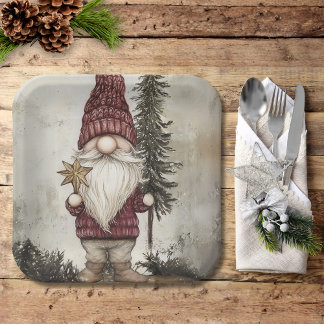 Christmas Gnome for the Holidays Paper Plate