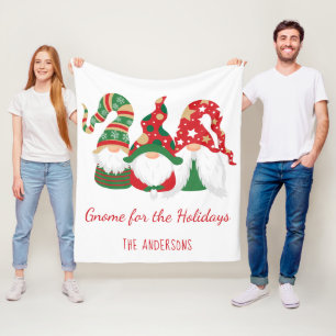 Christmas Gnome for the Holidays Personalized Fleece Blanket