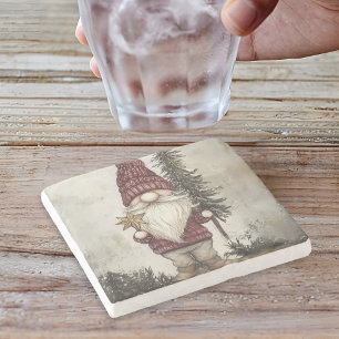 Christmas Gnome for the Holidays Stone Coaster