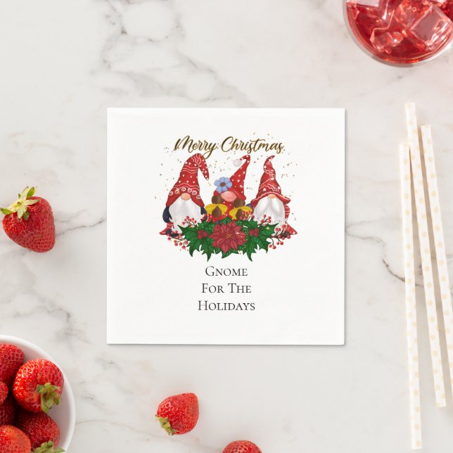 Christmas Gnome For The Holidays Trendy  Napkin (Insitu)