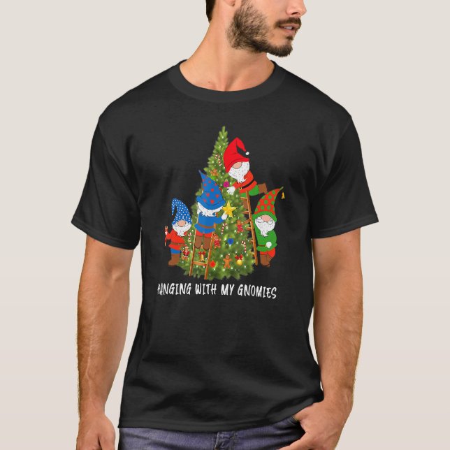 Christmas Gnome Hanging with My Gnomies  Tree Holi T-Shirt (Front)