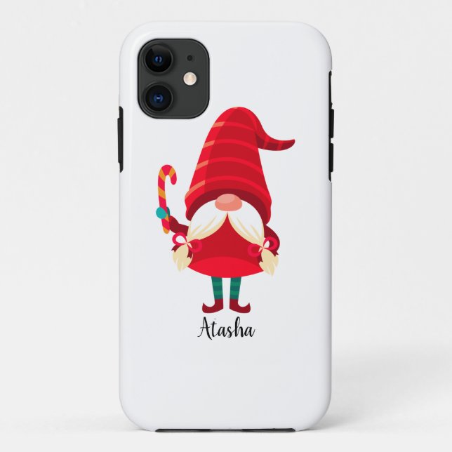 Christmas Gnome Holding A Candy Cane Case-Mate iPhone Case (Back)