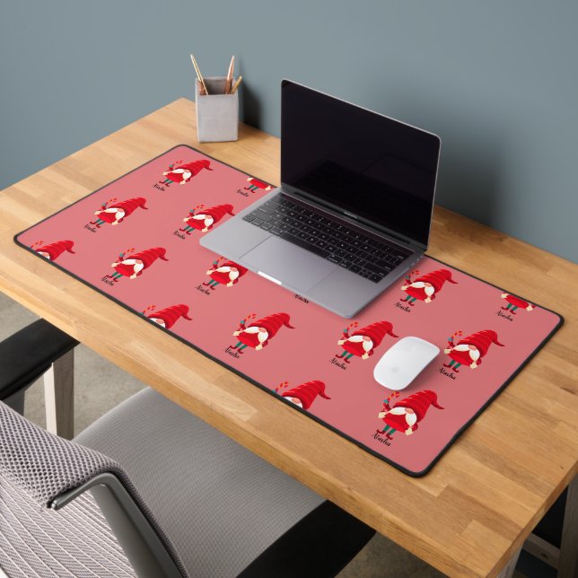 Christmas Gnome Holding A Candy Cane Desk Mat (Office 2)
