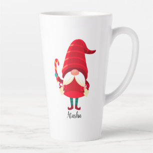 Christmas Gnome Holding A Candy Cane Latte Mug
