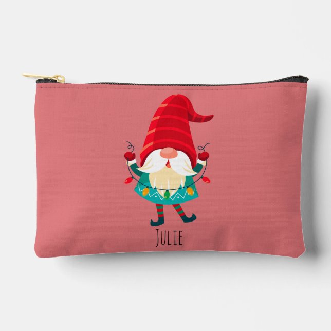 Christmas Gnome Holding Christmas Lights Accessory Pouch (Front)