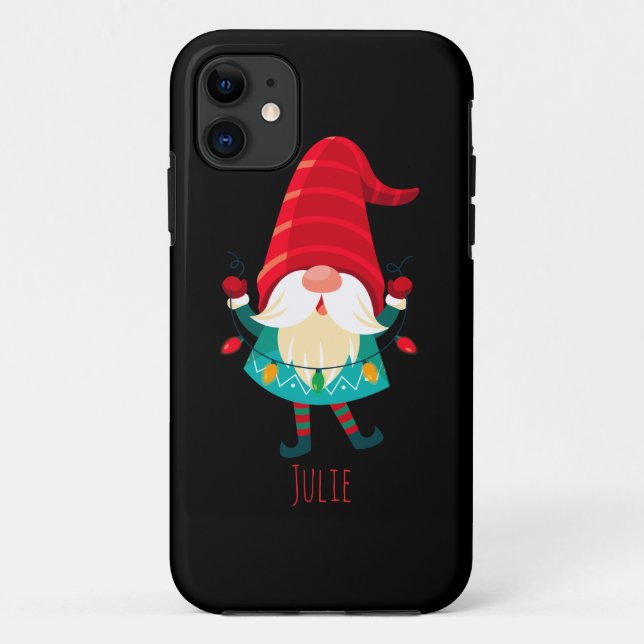 Christmas Gnome Holding Christmas Lights Case-Mate iPhone Case (Back)
