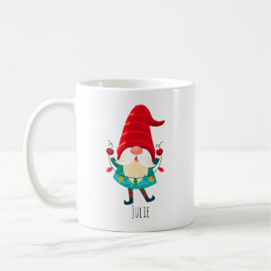 Christmas Gnome Holding Christmas Lights Coffee Mug