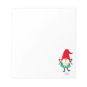 Christmas Gnome Holding Christmas Lights Notepad