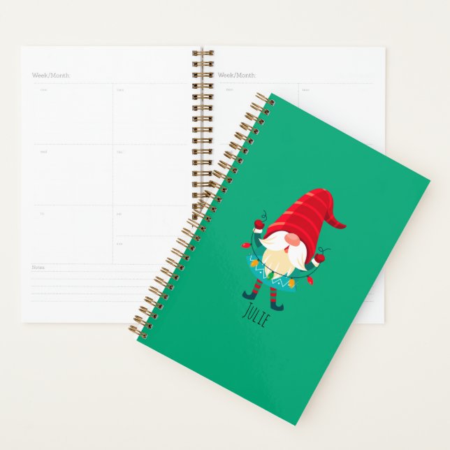 Christmas Gnome Holding Christmas Lights Planner (Display)